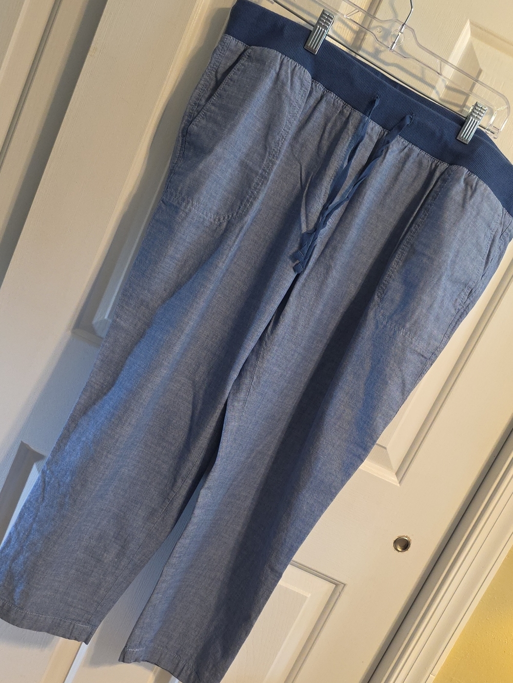 Talbots Light Blue Drawstring Chambray Joggers
